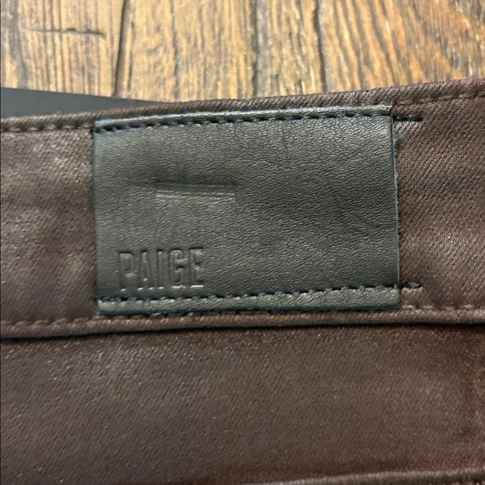 PAIGE Anessa Jeans 33 NWT Chicory Luxe Coated Ankle Flare Exposed Button Fly - Picture 9 of 13